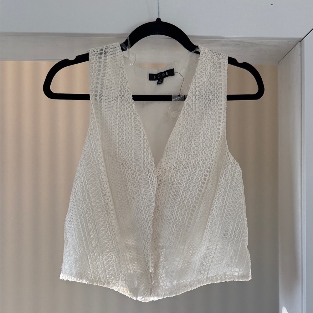 NWOT Cream Crochet Vest Tank